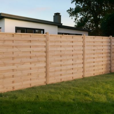 Panneau droit de clôture Arve 2 en bois traité marron ép.30 mm L. 180 x H.180 cm