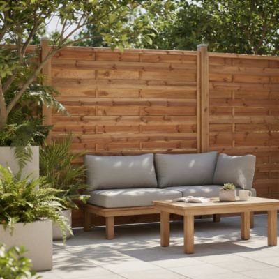 Panneau droit de clôture Darling en bois traité marron ép.40 mm L. 180 x H.180 cm