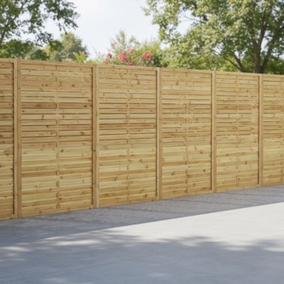 Panneau droit de clôture en bois traité ép.20 mm L.90 x H.180 cm, Khoper