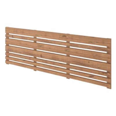 Panneau droit de clôture Mahoe en lames bois déstructurées ajourées traitées marron L. 180 x H.60 cm