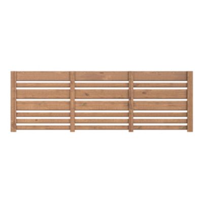 Panneau droit de clôture Mahoe en lames bois déstructurées ajourées traitées marron L. 180 x H.60 cm