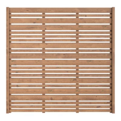 Panneau droit de clôture Mahoe en lames bois déstructurées ajourées traitées marron L. 180 x H.60 cm