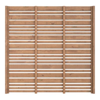 Panneau droit de clôture Mahoe en lames bois déstructurées ajourées traitées marron L. 180 x H.60 cm