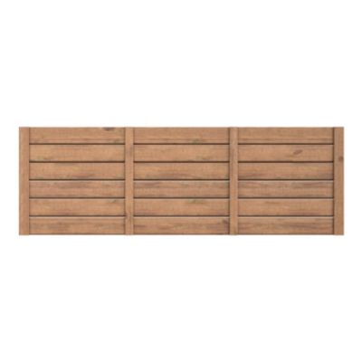 Panneau droit de clôture Mahoe en lames bois larges ajourées traitées marron L. 180 x H.60 cm