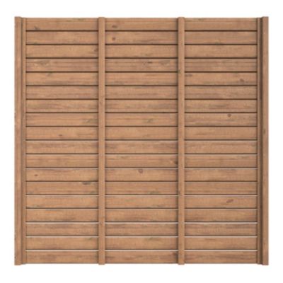 Panneau droit de clôture Mahoe en lames bois larges ajourées traitées marron L. 180 x H.60 cm