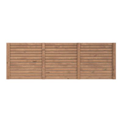 Panneau droit de clôture Mahoe en lames bois vénitiennes ajourées traitées marron L. 180 x H.60 cm