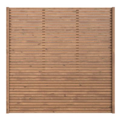 Panneau droit de clôture Mahoe en lames bois vénitiennes ajourées traitées marron L. 180 x H.60 cm
