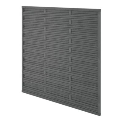 Panneau droit de clôture Ozora en bois anthracite ép.35 mm L. 180 x H.180 cm