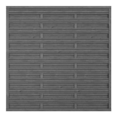 Panneau droit de clôture Ozora en bois anthracite ép.35 mm L. 180 x H.180 cm