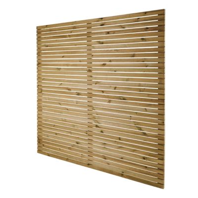 Panneau droit de clôture Venitien en bois traité L. 180 x H.180 cm