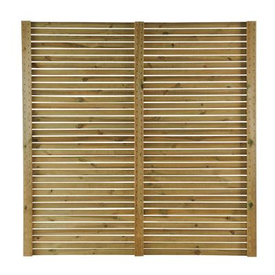 Panneau droit de clôture Venitien en bois traité L. 180 x H.180 cm