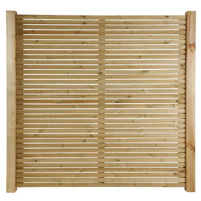 Panneau droit de clôture Venitien en bois traité L. 180 x H.180 cm