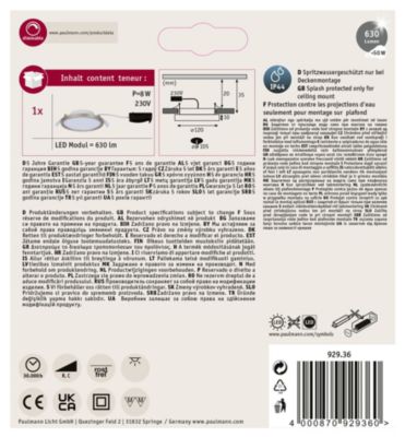 Panneau encastré LED Areo IP44 rond 120mm 6,5W 418lm 3000K Nickel mat gradable