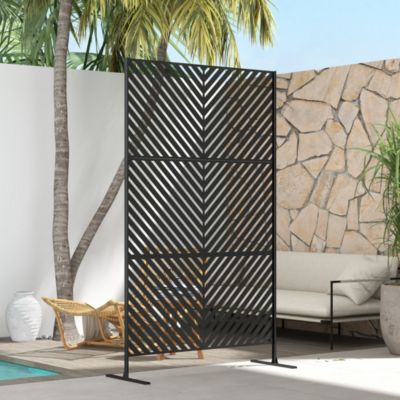 Panneau extérieur décoratif motif géométrique ajouré métal noir