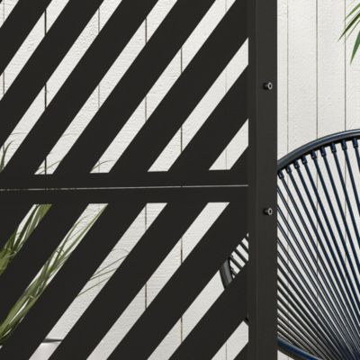 Panneau extérieur décoratif motif géométrique ajouré métal noir