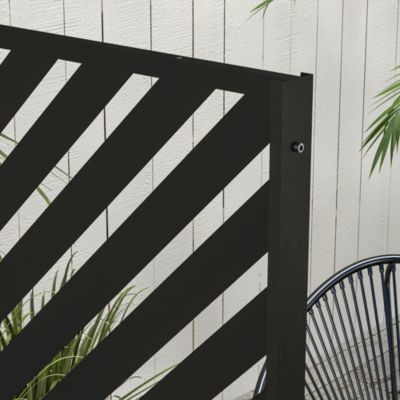 Panneau extérieur décoratif motif géométrique ajouré métal noir