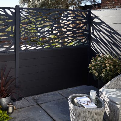 Panneau Feuilles Neva L.179 x H.88 cm aluminium anthracite