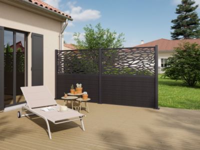Panneau Feuilles Neva L.179 x H.88 cm aluminium anthracite