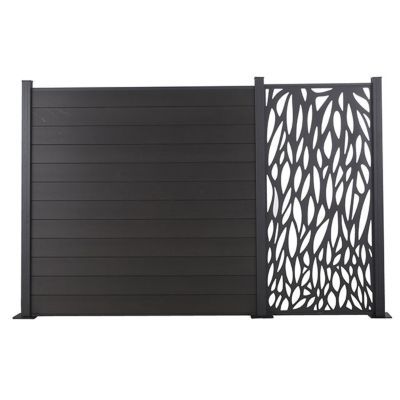 Panneau Feuilles Neva L.179 x H.88 cm aluminium anthracite