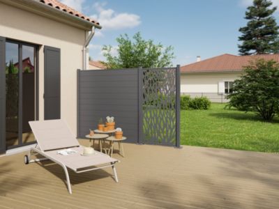 Panneau Feuilles Neva L.179 x H.88 cm aluminium taupe