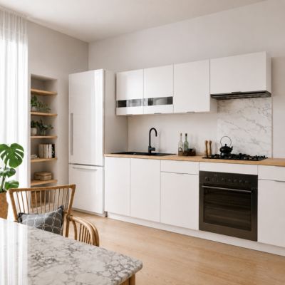 Panneau fond de hotte en composite aluminium décor blanc Nordlinger Pro 90 x 70 cm ép. 3 mm classé M1