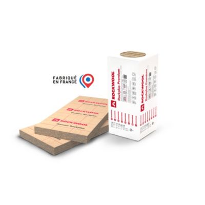 Panneau laine de roche Rockwool Rockplus premium - 0,60 x 1,35m ép.120 mm R. 3,75m²K/W (lot de 3 panneaux)