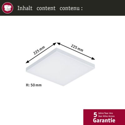 Panneau LED 3-Step-Dim Velora carré 225x225 mm 12W 1200lm 3000K Blanc gradable
