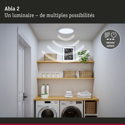 Panneau LED Abia 2 White Select Détecteur de mouvement crépusculaire (HF) rond 400 mm 16W 1400lm White Select Blanc