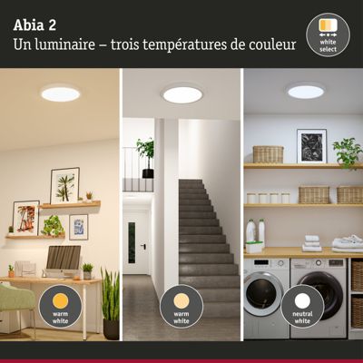 Panneau LED Abia 2 White Select Détecteur de mouvement crépusculaire (HF) rond 400 mm 16W 1400lm White Select Blanc