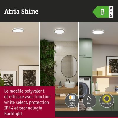 Panneau LED Atria Shine White Select IP44 rond 298 mm 14,8W 2250lm White Select Chrome mat