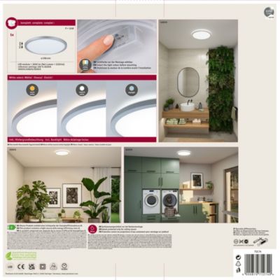 Panneau LED Atria Shine White Select IP44 rond 298 mm 14,8W 2250lm White Select Chrome mat