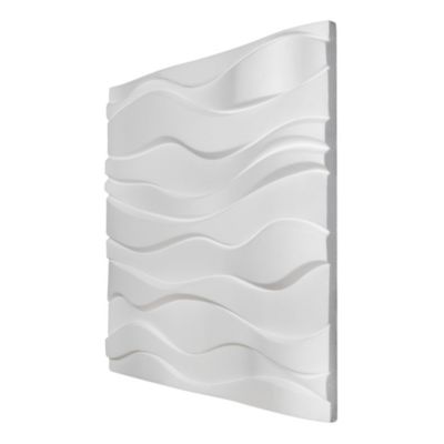 Panneau mural 3D blanc en polystyrène Vertigo motif Vagues en relief 60x60 cm Ép.9 mm