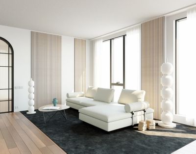 Panneau Mural Acoustique en Bois - 240x60,5x2,2 cm - Chêne Clair - A Lattes - Panneau Tasseau de Bois Naturel