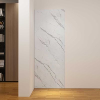 Panneau mural de douche effet blanc marbre 90 x 210 cm mural aluminium - Étanche, durable et facile à nettoyer