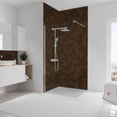 Panneau mural de salle de bain l.100 x H.255 cm, métal rouillé, Schulte Décodesign vendu par 2