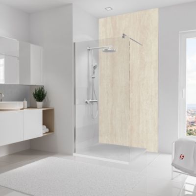 Panneau mural de salle de bain l.125 x H.255 cm, pierre calcaire, Schulte DécoDesign
