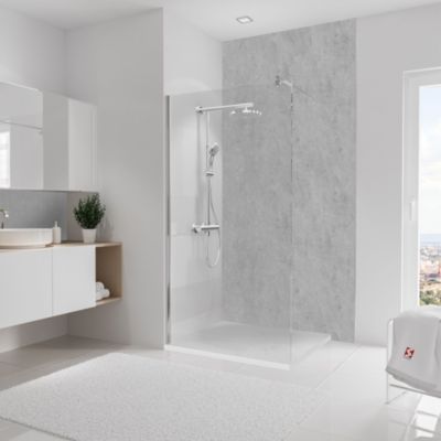 Panneau mural de salle de bain l.125 x H.255 cm, pierre gris clair, Schulte DécoDesign