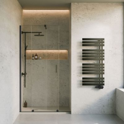 Panneau mural de salle de bain l.125 x H.255 cm, pierre gris clair, Schulte DécoDesign