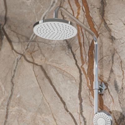 Panneau mural de salle de bain l.150 x H.255 cm, marbre marron, Schulte DécoDesign