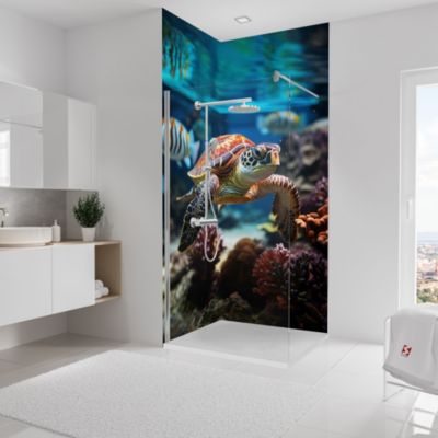 Panneau mural de salle de bain l.90 x H.210 cm, motif tortue, Schulte Décodesign vendu par 2