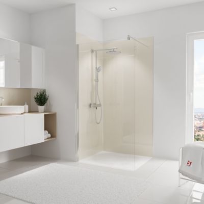 Panneau mural de salle de bains l.100 x H.210 cm, beige brillant, Schulte Décodesign Brio vendu par 2
