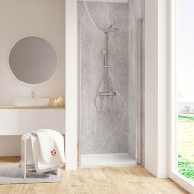 Panneau mural de salle de bains l.100 x H.210 cm, effet pierre gris clair, Schulte DécoDesign Décor