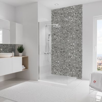 Panneau mural de salle de bains l.100 x H.210 cm, effet terrazzo granit , Schulte DécoDesign Softtouch