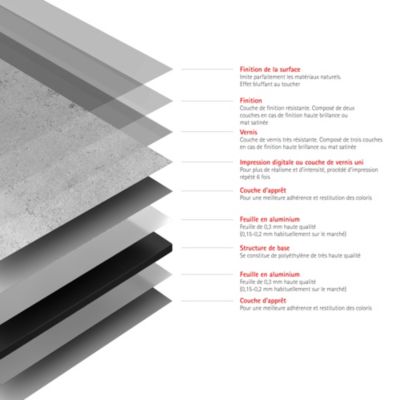 Panneau mural de salle de bains l.100 x H.210 cm, pierre gris clair brillant, Schulte DécoDesign Brio
