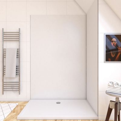 Panneau mural de salle de bains l.120 x H.210 cm, blanc, Galedo Alucolors — free download