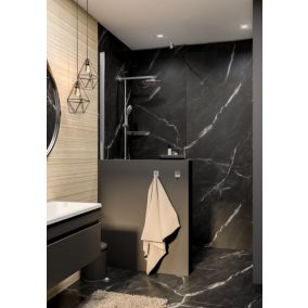 Panneau mural de salle de bains l.150 x H.255 cm, effet marbre de Carrare noir mat, Schulte DécoDesign Softtouch