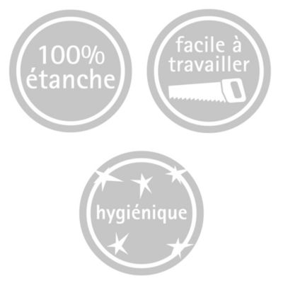 Panneau mural de salle de bains l.150 x H.255 cm, effet pierre gris clair brillant, Schulte DécoDesign Brio