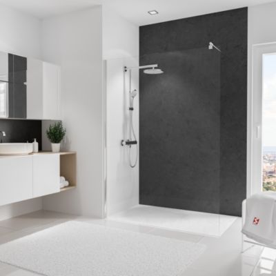 Panneau mural de salle de bains l.150x255 cm, décor ardoise Softtouch, Schulte DécoDesign