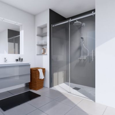 Panneau mural de salle de bains l.90 x H.210 cm, anthracite, Schulte Décodesign couleur vendu par 2