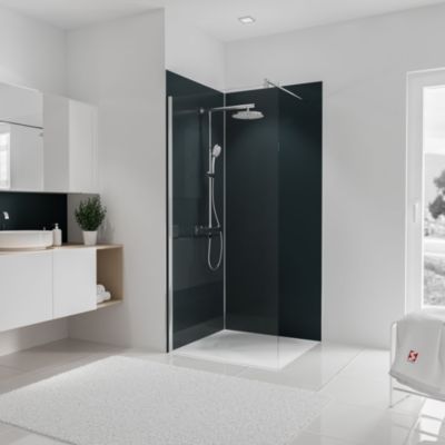 Panneau mural de salle de bains l.90 x H.210 cm, anthracite, Schulte Décodesign couleur vendu par 2